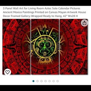 3 Panel Wall Art for Living Room Aztec Sole Calendar